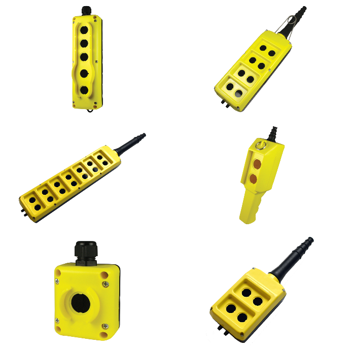 4 Hole Control Station Enclosure, Yellow Cover, Black Bas